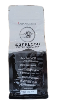 Rückseite der Packung Espresso Innovator aus Bohne Robusta und Arabica